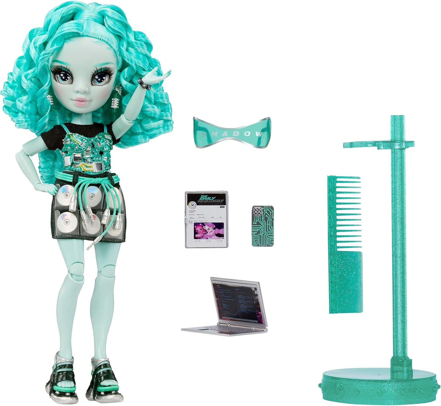 Rainbow High Shadow High Series 3 - Berrie Skies - Groene modepop - Modieuze outfit en meer dan 10 kleurrijke speelaccessoires - Ideaal voor 4-12-jarigen en verzamelaars