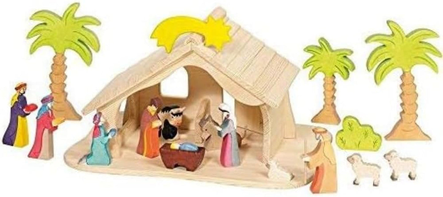 Holztiger Poppenhuis met Kerstster (geen beeldjes, geen bomen)