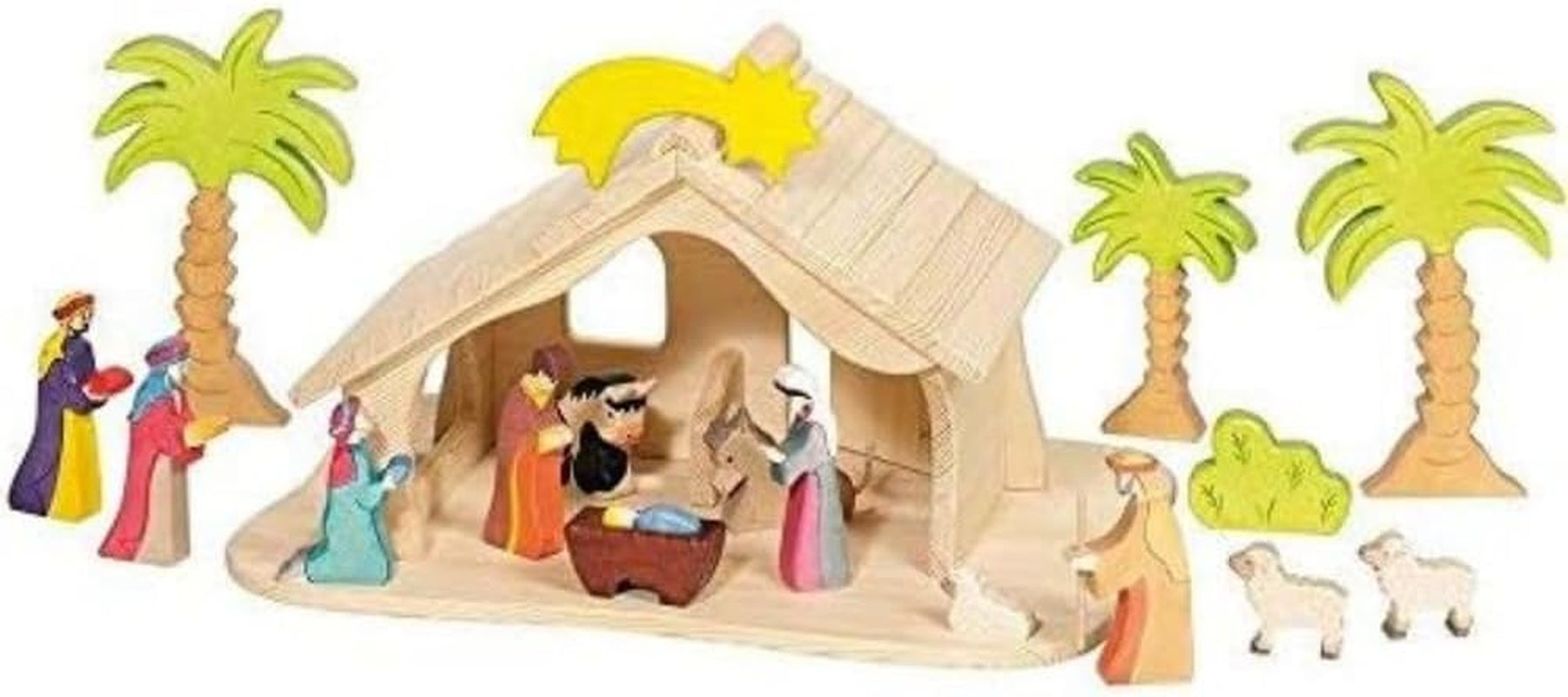 Holztiger Poppenhuis met Kerstster (geen beeldjes, geen bomen)
