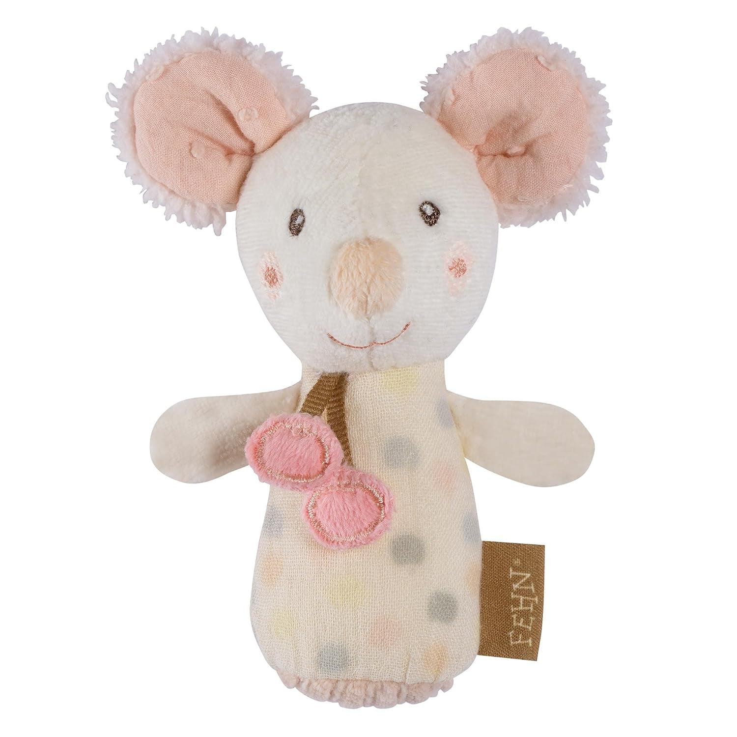 Fehn minirammelaar otter - mini-grijpspeeltje voor het rammelen, betasten en spelen met een zacht en knuffelig stoffen dier - een trouwe metgezel voor baby's en peuters vanaf 0+ maanden Babyspeelgoed Naty Shop Muis