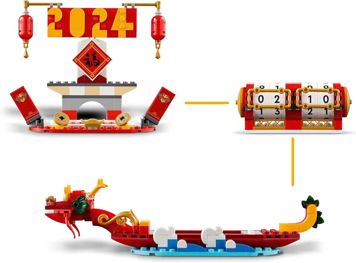 LEGO Vakantiekalender, Chinees kerstcadeau voor jongens en meisjes, Nieuwe maanjaar bouwset, laat kinderen fantasierijk spelen, Feestelijk speelgoed, Chinees Nieuwjaar decoratie 40678 Bouwsets Besuche den LEGO-Store