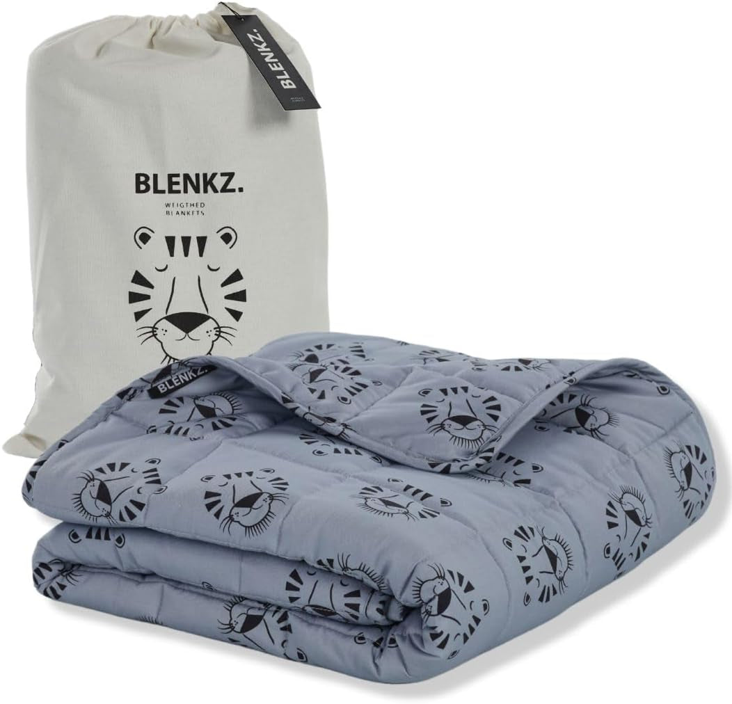 Verzwaarde babydeken | 3,5 kg | 100X150Cm | Therapiedeken | Verzwaarde dekens | Zware deken (blauw tijgergezicht, 3,5 kg - 100 x 150 cm) BLENKZ bedden en dekens. Blauw tijgergezicht 5Kg-140X200Cm