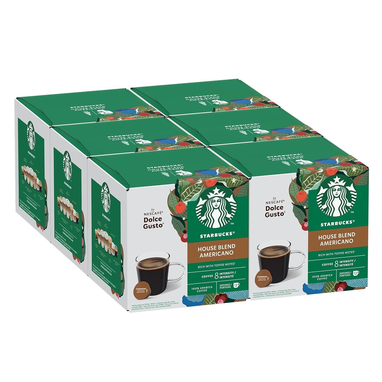 STARBUCKS House Blend van Nescafé Dolce Gusto, Mittlere Röstung, Kaffeekapseln 6 x 12 (72 Kapseln)