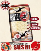 ITA-SAN Sushirijst, rondkorrelige, topkwaliteit, 100% pure variëteit, snelle en gemakkelijke bereiding, veganistisch, halal, glutenvrij (1 x 500 g)