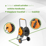 Amig - Slanghaspel | voor 1/2" slangen | max. 60 m opgerold | met zwengel voor eenvoudig oprollen | polypropyleen | oranje en grijs