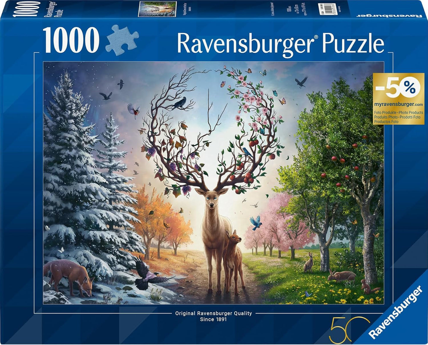 Ravensburger puzzel 12001088 - Het magische hert en de vier seizoenen - Legpuzzel van 1000 stukjes voor volwassenen 14+ puzzel Naty Shop