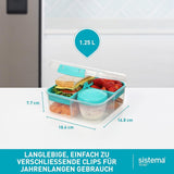 Bento Box TO GO lunchboxsysteem met vakken | Lunchbox van 1,25 L met yoghurt-/fruitcontainer | voor kinderen en volwassenen l | BPA-vrij Minty Teal [21685-8T], mintgroen Naty Shop voedselbewaardozen
