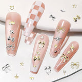 Nagelsleutelhangers 4 boxset - 48 soorten gouden en zilveren 3D nagelsleutelhangers (vlinders, bloemen, parels, enz.) + pincet en pen - voor doe-het-zelf gel- en acrylnagels | Ideaal voor nagelsalon en thuis