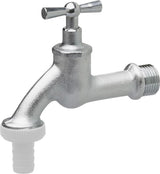 Gehoornde kraan - 20,95 mm (1/2 inch) buitendraad - Inclusief slangaansluiting - Hoogwaardig messing - Ideaal als buitenkraan / regentonkraan / kraan / afsluitklep / FLOR92590