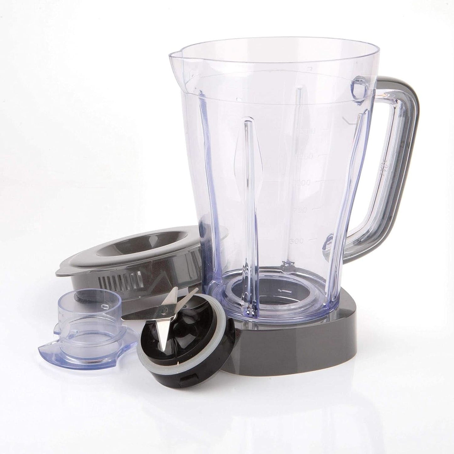 BLACK+DECKER Keukenmixer | 500W | 2 snelheden | Pulsfunctie | Glasrug | 1,5L | Edelstahlmesser Mit 4 Klingen | Herausnehmbar en Leicht Zu Reinigen | Weiß en Grau Kitchen Naty Shop