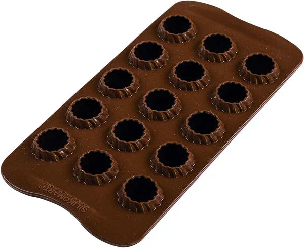 Silikomart 3D Flaming Chocolate Mold - Unieke 3D-vormen met binnenrand voor ronde bases