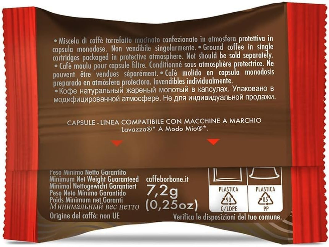 Caffè Borbone Don Carlo, Rote Mischung - 50 Kapseln - Compatibel met Lavazza®* A Modo Mio®* Haushalts-Espressomaschinen