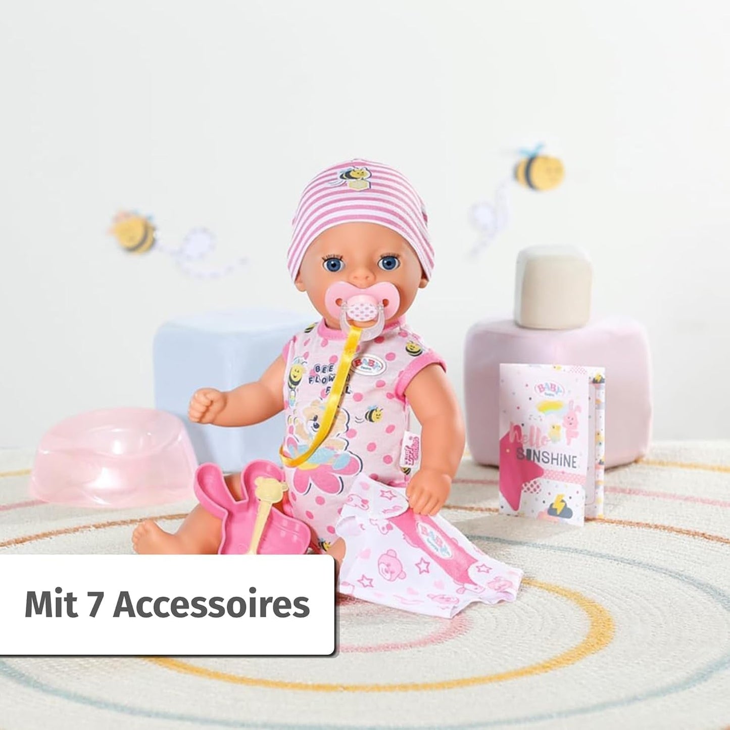 BABY Born Lena (meisje) 36 cm, pop met 7 functies voor kinderen vanaf 1 jaar, werkt zonder batterij, grote pop 36 cm, 834596 Zapf Creation, roze Naty Shop poppen