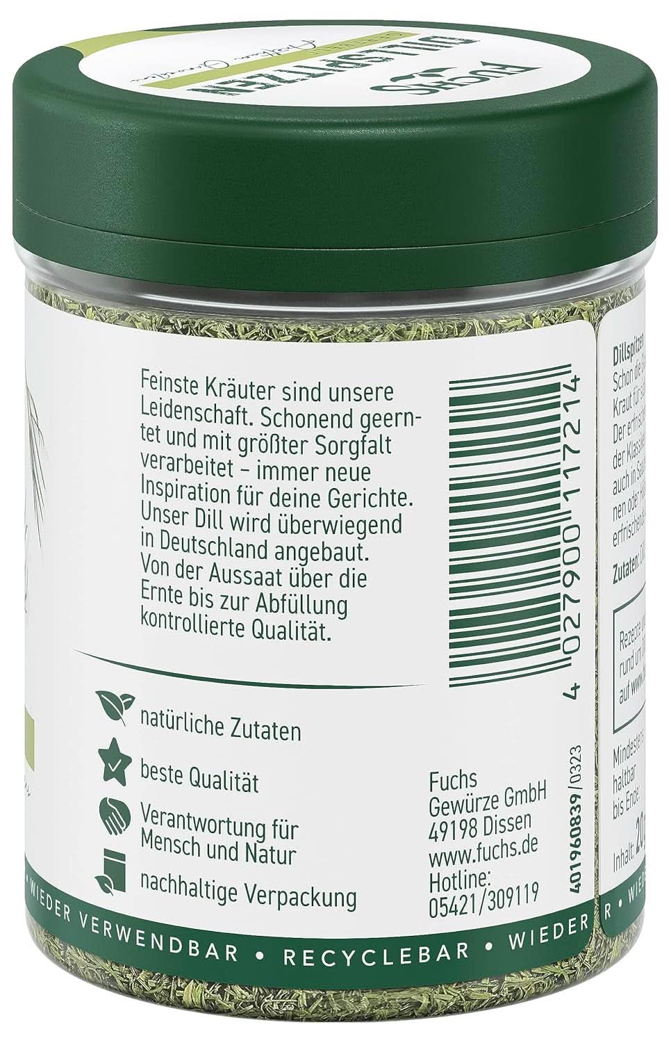 Fuchs gehakte dille, 20 gram Condimente Naty Shop