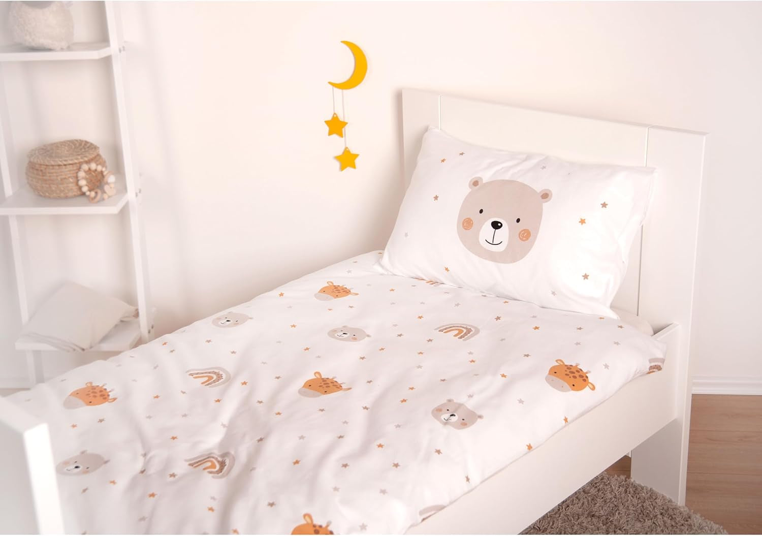 Herding Babybest Little Friends Winterbettwäsche, Kopfkissenbezug 40 X 60 Cm Mit Hoteleinschlag, Bettbezug 100 X 135 Cm, Mit Zwißwerfer, 100% Baumwolle/Flanel, Weiß, Twin Naty Shop