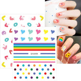 JMEOWIO Süße Nagelsticker Für Kinder 14 Blatt Nail Art Sticker Selbstklebend Nagelaufkleber Regenbogen Blumen Frucht Decoratie Nageldesign Zubehör