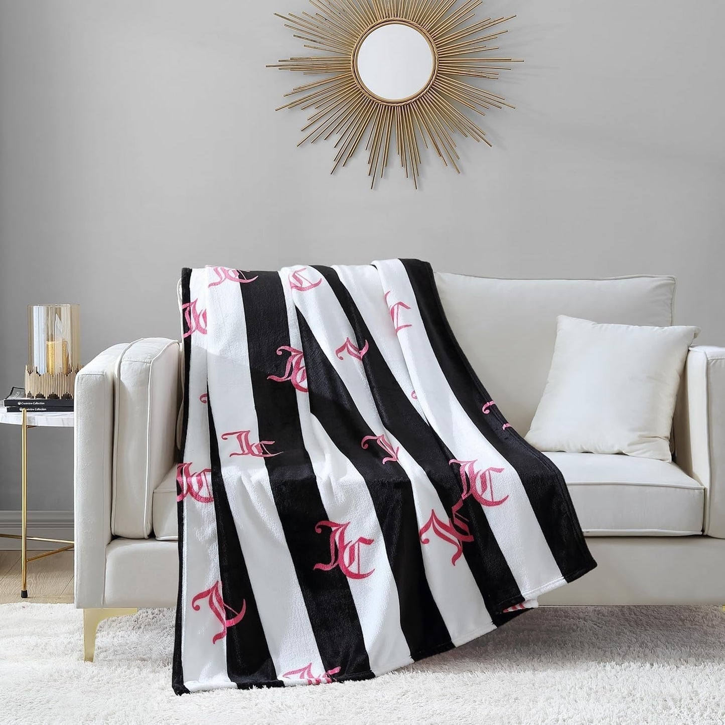 Juicy Couture Cabana pluche deken, 127,7 x 178,8 cm, luxe pluchen deken van microvezel voor maximaal comfort en gezellige warmte Juicy Couture bedden en dekens