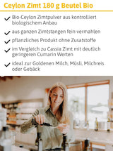 - BIO Ceylon Zimt | Ceylon Zimtpulver aus controle biologische Anbau | Zimtpulver fein vermahlen aus ganzen Zimtstangen. Ideaal voor Muesli, Milchreis, Gebäck uvm. | Inhoud: 180 gram