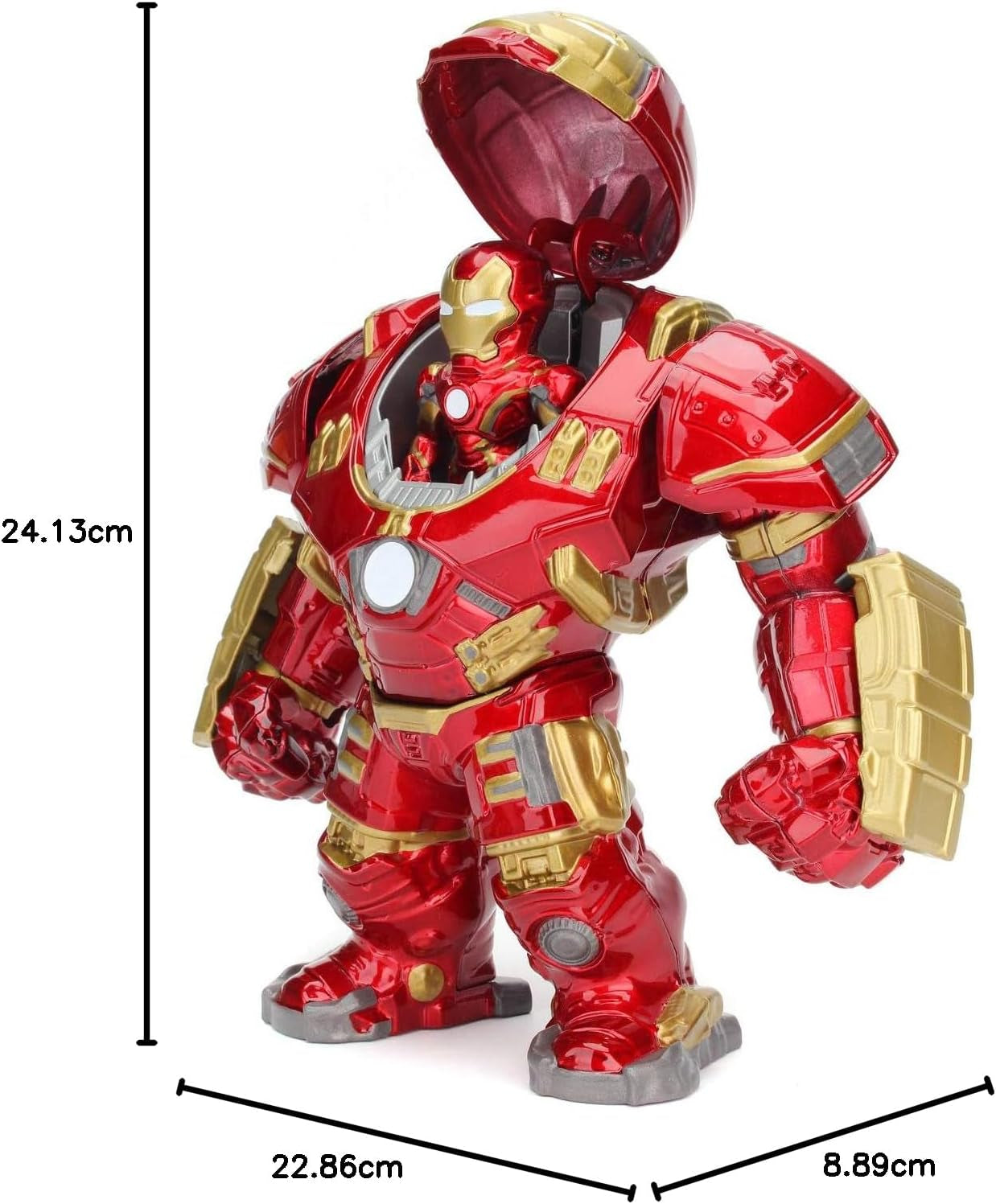 Jada Toys Marvel Figuur Hulkbuster & Ironman, Open en Gesloten Helm, Verzamelfiguren, Set, Gegoten, Rood, Grootte: 6 inch Hulkbuster & 2 inch Ironman Actiefiguren Naty Shop