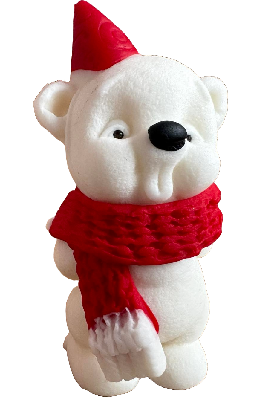 Eetbare decoratie van suikerpasta, Teddybeer met muts en rode sjaal Decoraties van Sugar Paste Naty Shop