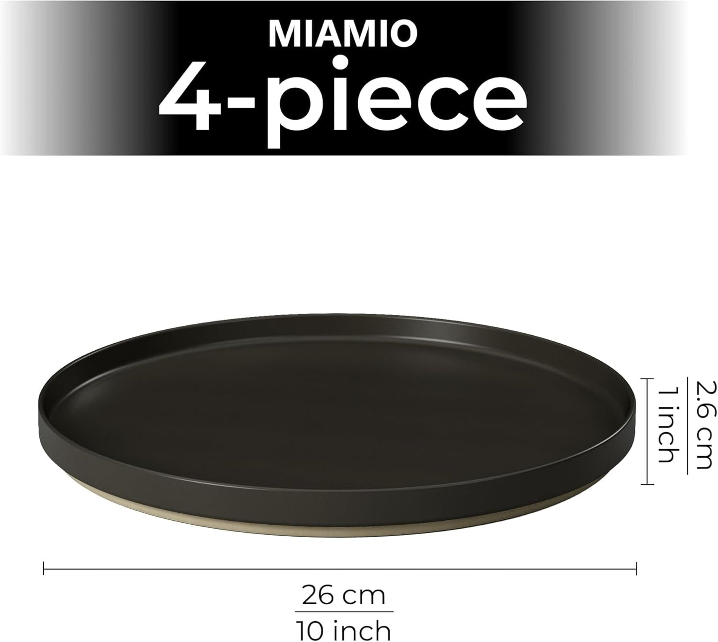 MIAMIO - 4-persoons bordenset / 4-persoons keramische serviesset, vaatwasser- en magnetronbestendig aardewerk serviesgoed - Sierra Collection (donkere borden, grote borden (4x))