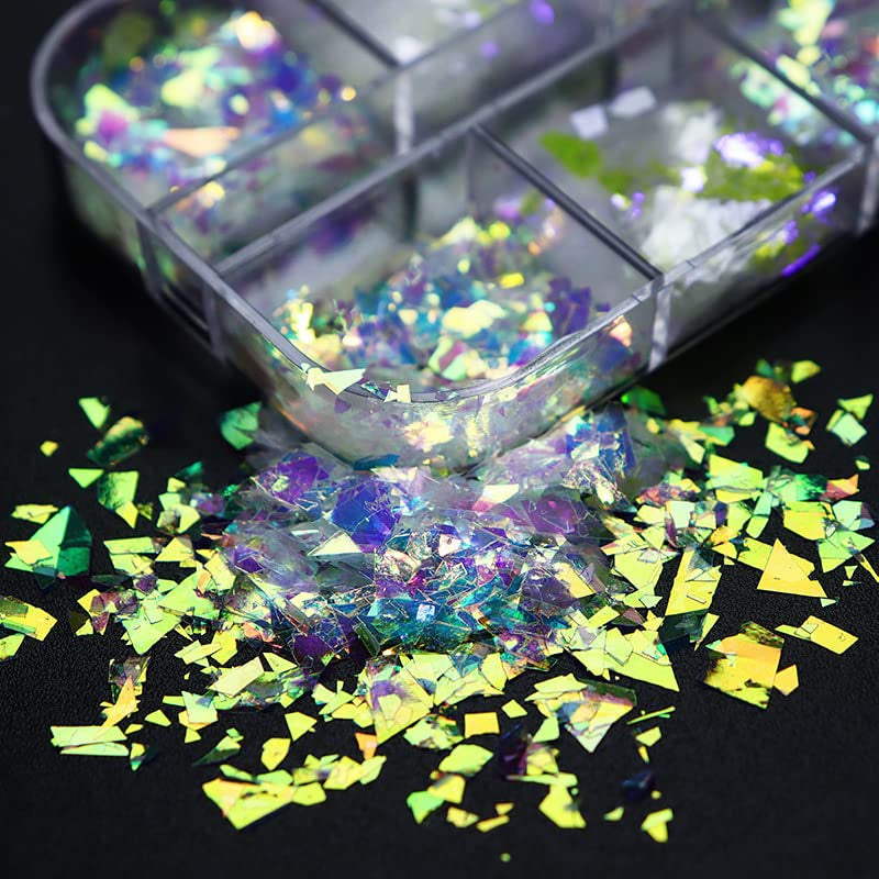 JMEOWIO Nail Glitter 12 Grids Zeemeermin Nail Art Decoratie Accessoires Nageldesign
