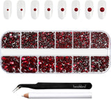Beadsland 2500 stuks glas Nailart Strasssteine ​​Kristall Flatback Edelsteine ​​Runde, voor handwerk Gemischt 8 Größen SS4 ~ SS30 Mit Picking Pinzette en Stift (Kristall Weiss)