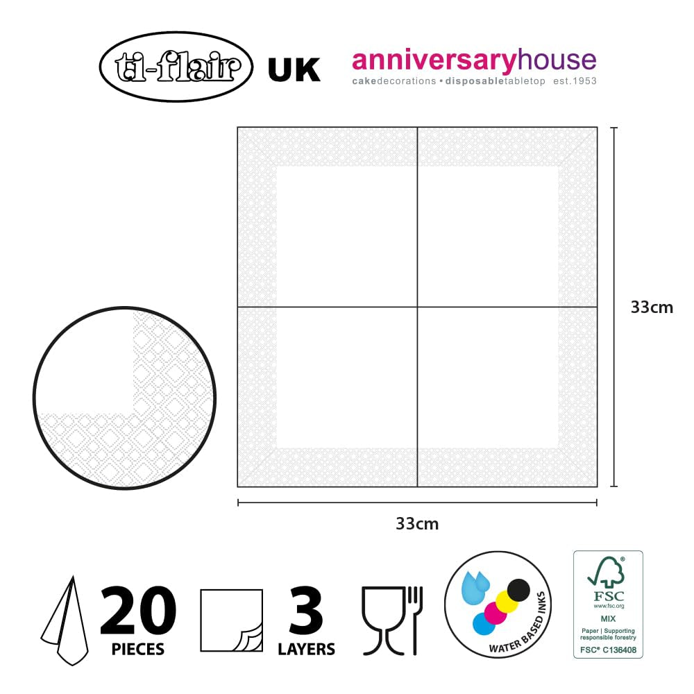 Anniversary House Tiflair lunchservetten, luipaardprint, 3-laags, veelkleurig, 33 cm
