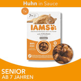 IAMS Delights Nat kattenvoer met kip in saus voor oudere katten vanaf 7 jaar - proefgrootte, individueel zakje, 1 x 85 g