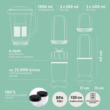 Gourmetmaxx Mr Magic Blender, Smoothie Maker met Xxl Naty Shop accessoirepakket