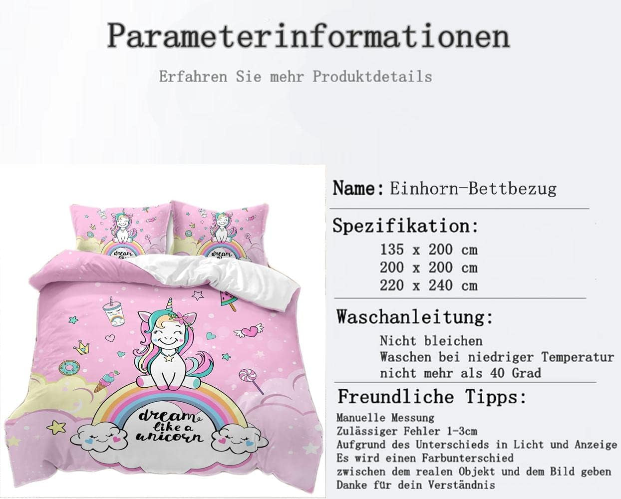 Beddengoed voor meisjes, Eenhoorn, 2 kussenslopen Beddengoed - kinderen Naty Shop