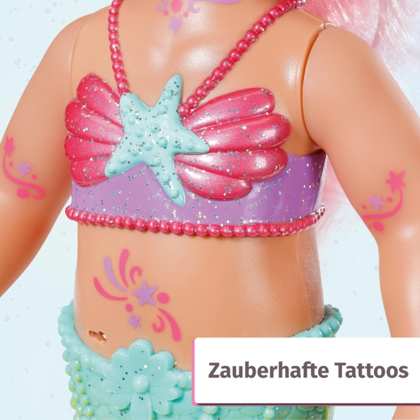 BABY Born Little Sister Zeemeermin 46 cm Waterdichte zeemeerminpop met lang haar en beweegbare glittervin, incl. tiara en kam, 833681 Zapf Creation Dolls Naty Shop
