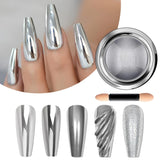 BISHENGYF Silver Chrome Nail Powder – Metal Holo Chromfarbener Nagelpuder, 1G Cromepulver Nägel Glitzer Glänzende Silver Nagelpulver Spiegeleffekt Pigment Nagelkunst, DIY-Design-Dekor Frauen Gift