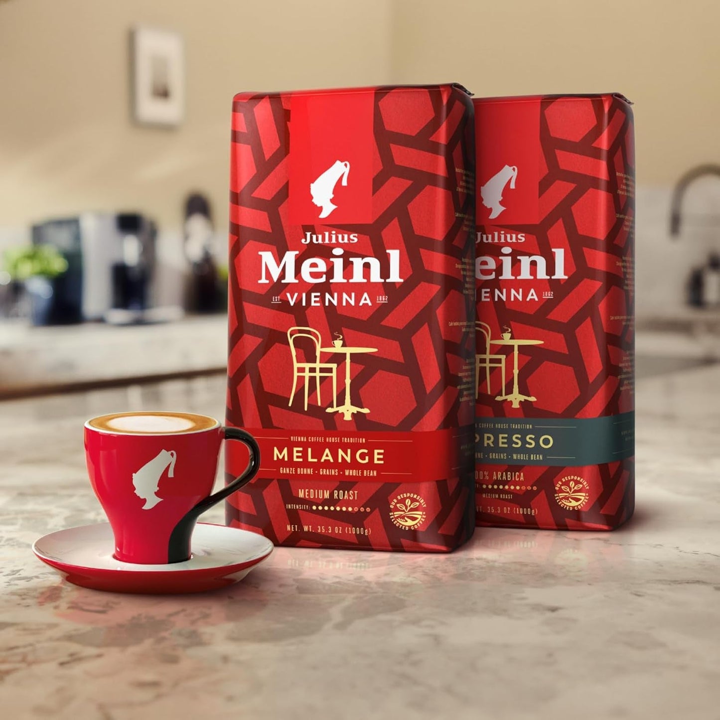 Vienna Melange - 500g volle granen | Klassieke Weense koffiemelange | Aromatische koffie verkregen uit 100% Arabica bonen. Ideaal voor volautomatische koffiemachines en espressomachines