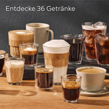 Siemens EQ700 volautomatische espressomachine, groot kleuren TFT scherm, 36 warme en koude dranken, cold brew, 2 kops functie, app bediening, automatisch reinigingssysteem, zwart RVS, TQ717D03