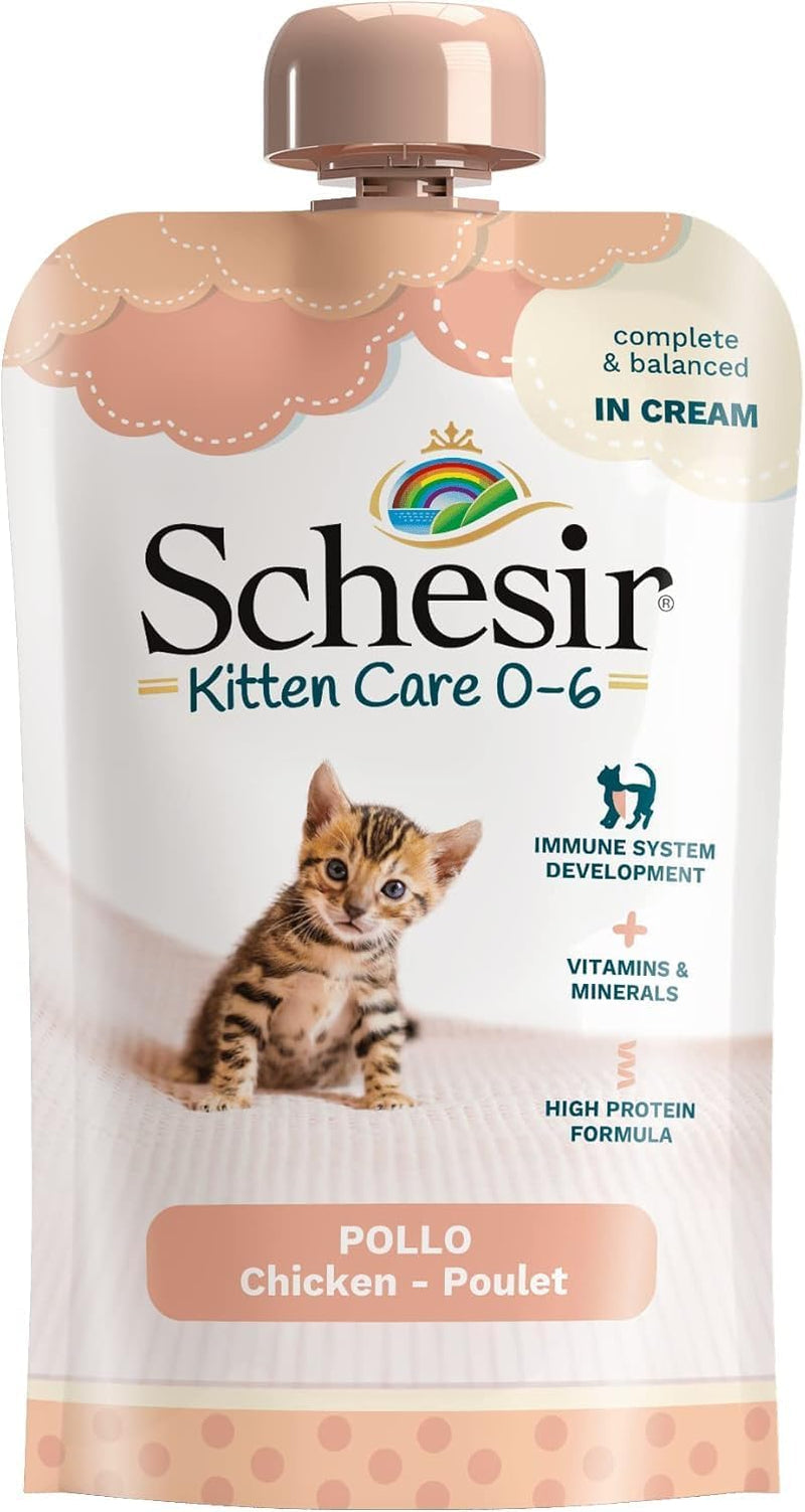 Natvoer voor kleine katten met kipcrème en kip - Natvoer voor kleine katten - Natvoer voor katten met kipcrème, graanvrij, rijk aan eiwitten, vitaminen en mineralen (20 zakjes x 150 g)