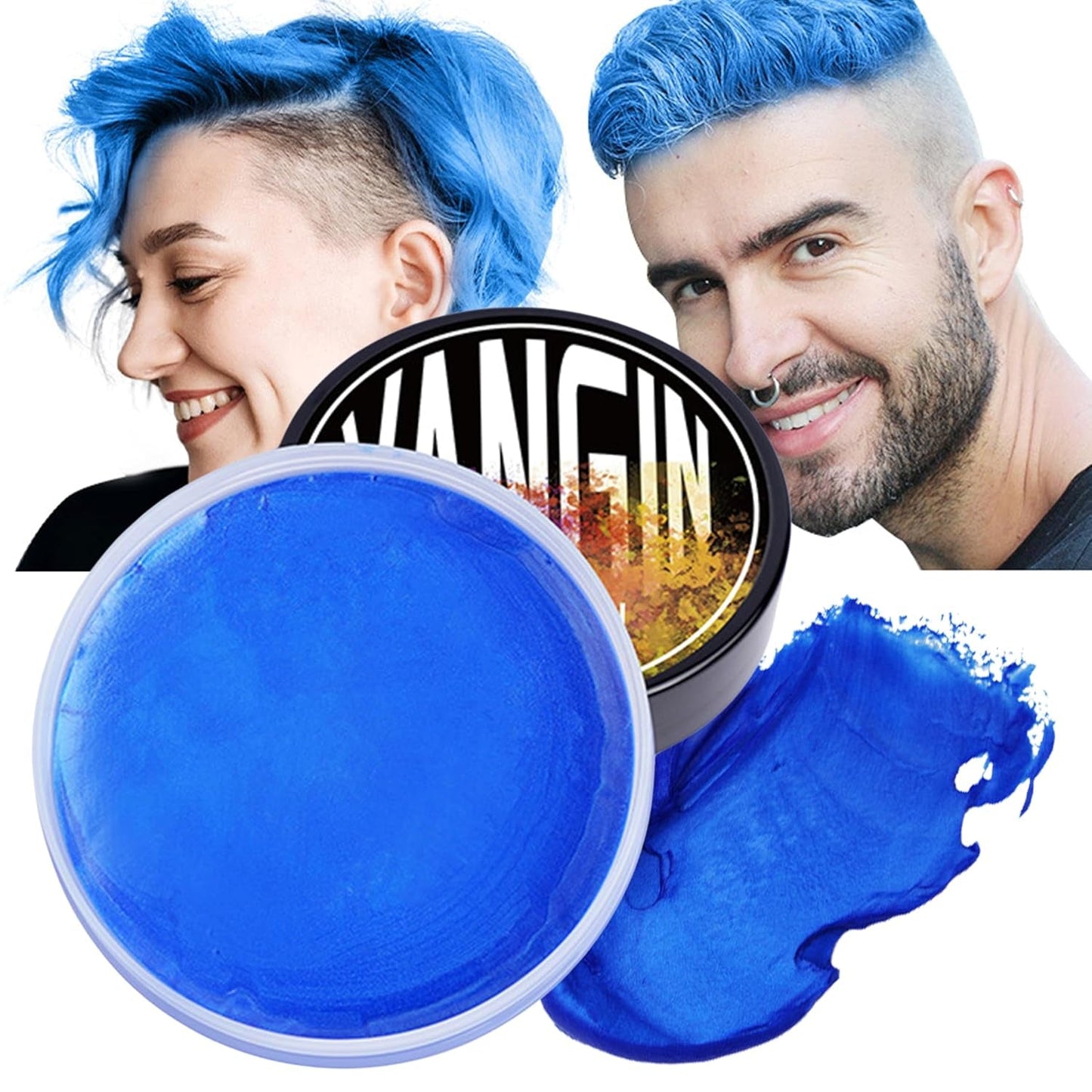 Groene tijdelijke haarverf, styling haarkleur voor mannen vrouwen, natuurlijke haarpommade, haarverfwas voor feest, cosplay en Halloween, Kerstmis, crème tijdelijke haarverf (100 g, groen) Naty Shop haarverf blauw 1G (1 pak)
