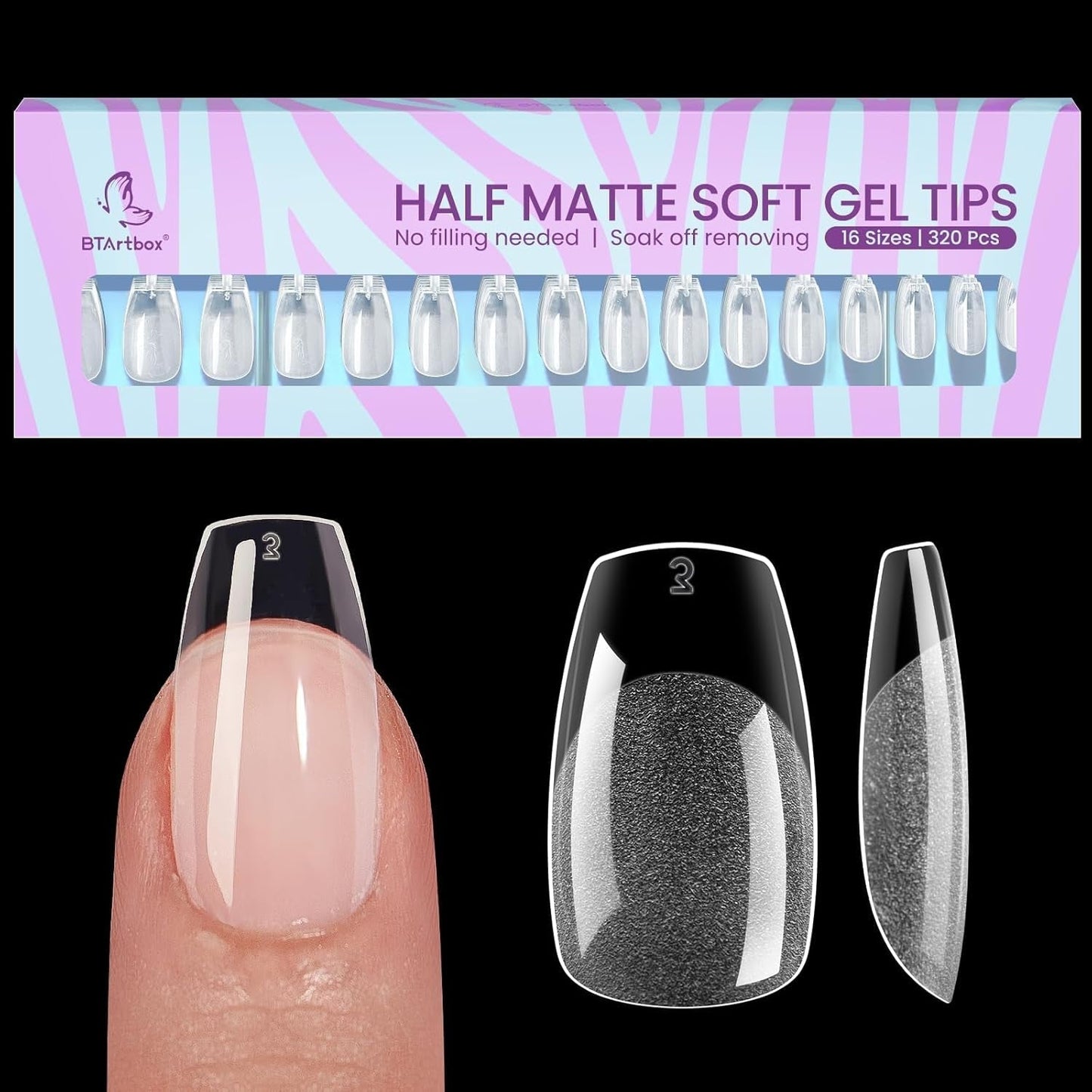 Btartbox Extra Korte Amandelnageltips - Volledige dekking Gel X Soft XS Gelnageltips - Voorgevormde semi-matte voor brede nagels Salon 320 stuks