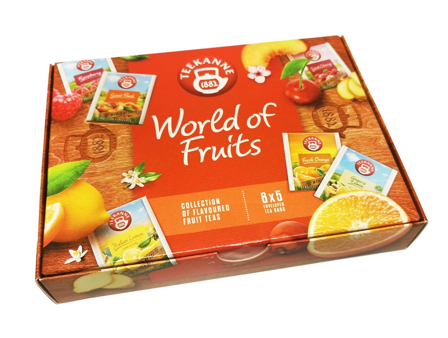Teekanne World of Fruits (NIEUWE EDITIE) - Doos met selectie fruittheeën - 6 smaken * 5 theezakjes