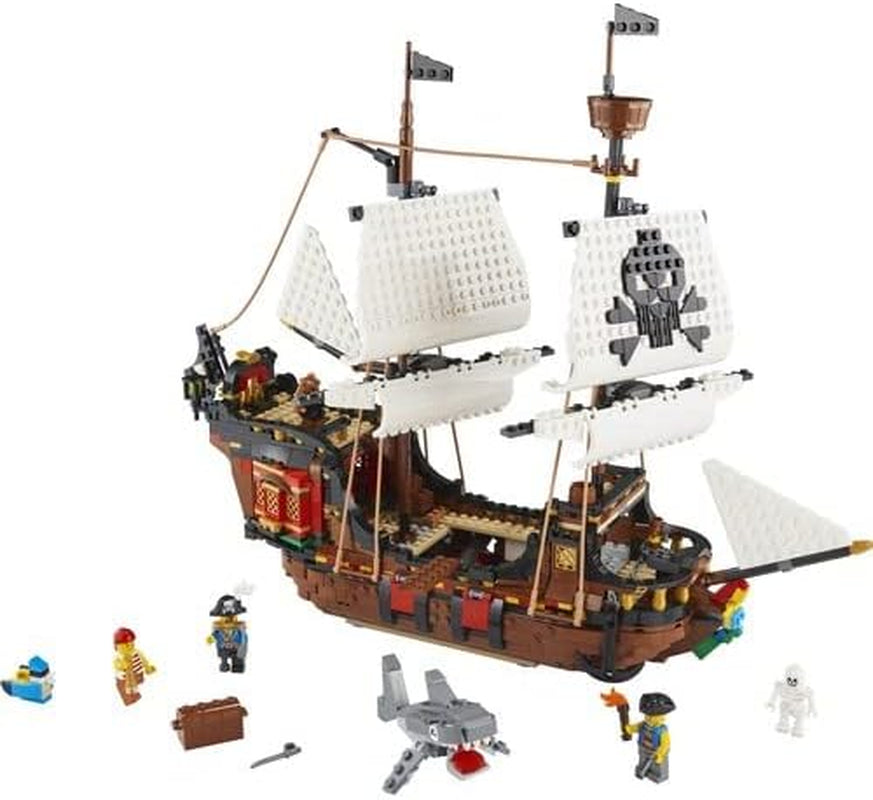 LEGO Creator 3-in-1 piratenschipset, speelgoed met 3 bouwopties, bouw een piratencafé of schedelpirateneiland, inclusief 3 rollenspel-avontuurminifiguren 31109 Bouwsets Besuche in LEGO-Store
