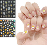 3D Nagelsticker Aurora 30 Blatt Gold Nail Art Sticker Selbstklebend Nagelaufkleber Holografisches Stern Herz Decoratie Nageldesign Zubehör