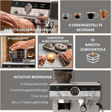 Krups Precision handmatige espressomachine met portafilter en molen, barista koffiemachine met intuïtief bedieningspaneel, pre-infusie instellingen, espressomachine met stoompijpje, snelle opwarming, XP801T10