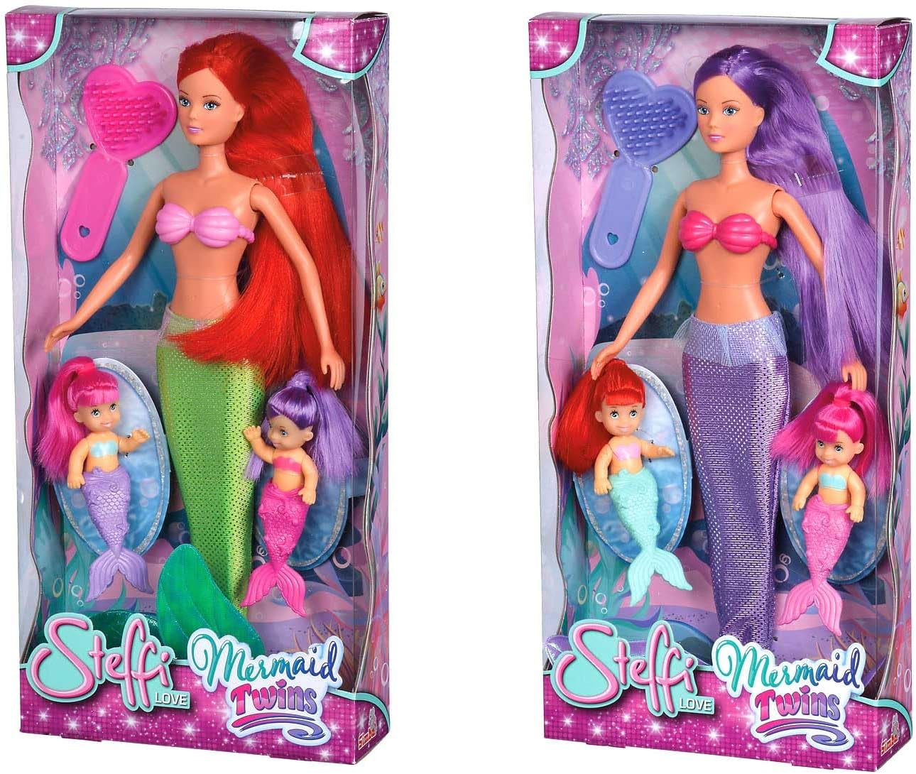 Simba 105734162001 105734162 - Steffi Love The Twin Mermaids / twee varianten / Steffi als zeemeermin / met twee baby-zeemeerminnen / modepop / 29 cm, voor kinderen vanaf 3 jaar