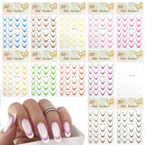 12 Stück French Tip Nagelsticker Selbstklebend Bunte French Nails Schablone Nagelaufkleber Nail Art Stickers Nageldesign DIY Nägel Zubehör(12 kleuren)