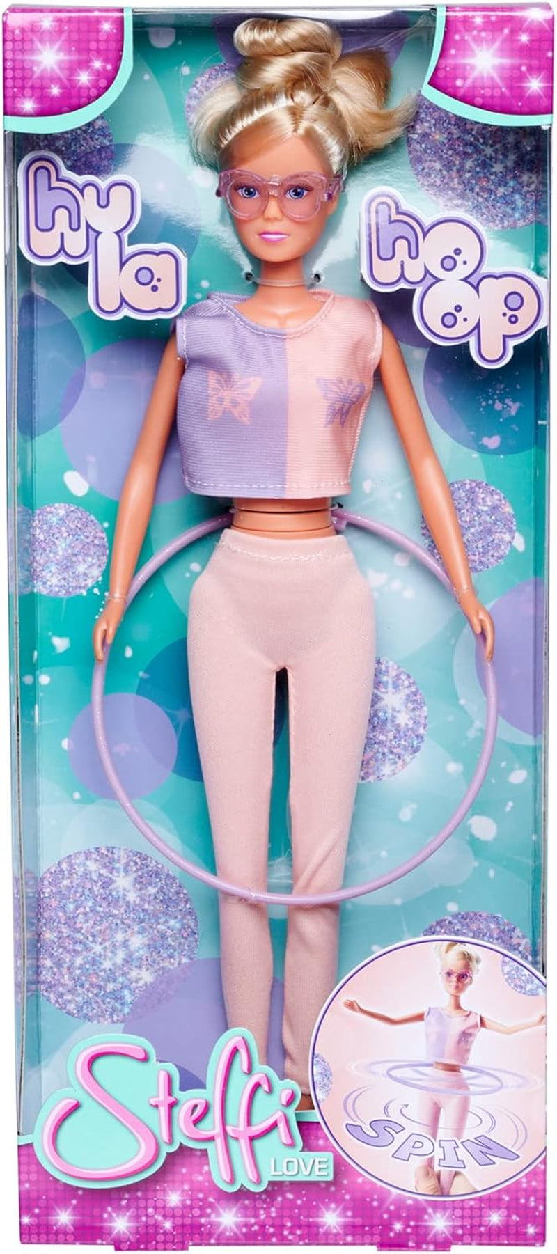 Simba 105733619 - Steffi Love hoelahoep, speelgoedpop met sportoutfit, hoelahoep en mechanische functie, 29 cm, vanaf 3 jaar