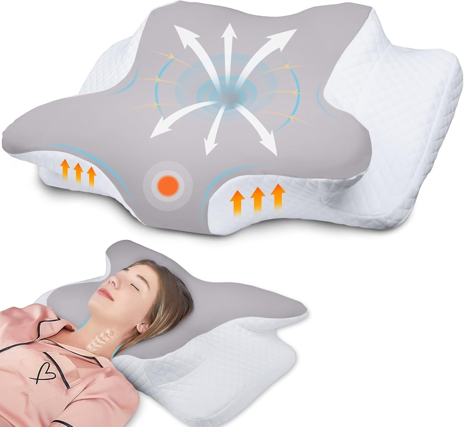 Hothands Memory Foam Kussen Ergonomisch Orthopedisch Kussen Zijkant Buikpijn Verlichting Kussen Verbeter de Slaapkwaliteit 62X41X13/11Cm Cervicale Orthopedische Kussens Naty Shop Standaard Titel