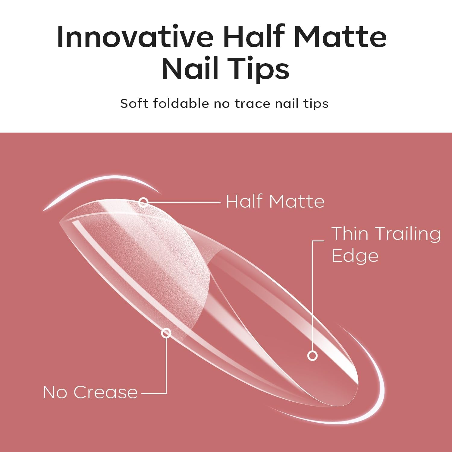 Modelones nageltips 510-delig - volledig dekkende nageltipsset, geltipsset, pre-polijst PMMA-hars nageltips, kunstnagels voor lijm op nail art DIY, korte Squoval