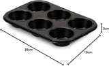 , Vorm 6 muffins 18,5x27cm, zwart Vormen en bakplaten Naty Shop