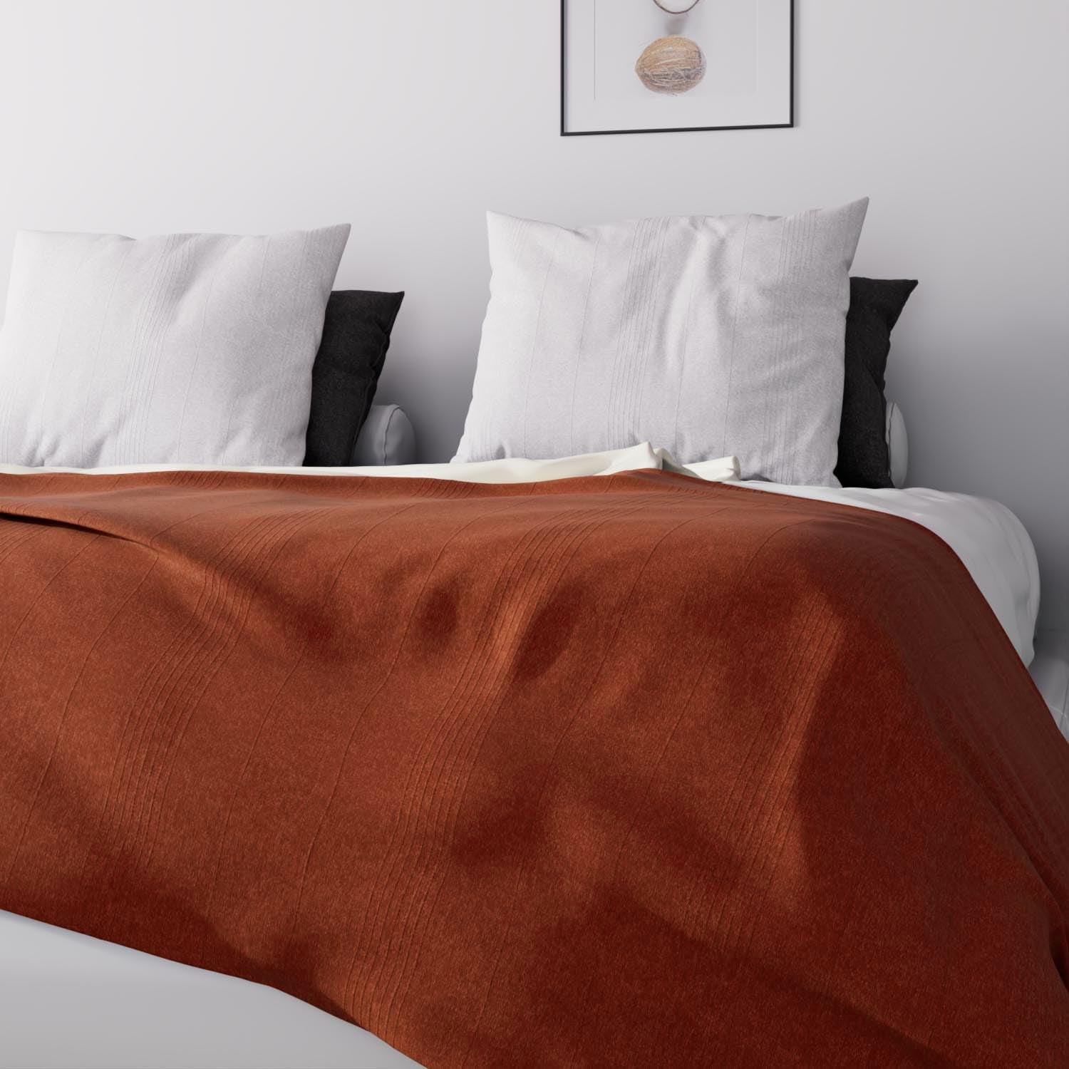 Soleil D'Ocre, Adele, sprei, banksprei, katoen, steenrood, 220 X 240 Cm Bedden en dekens Besuche den Soleil d'ocre-Store