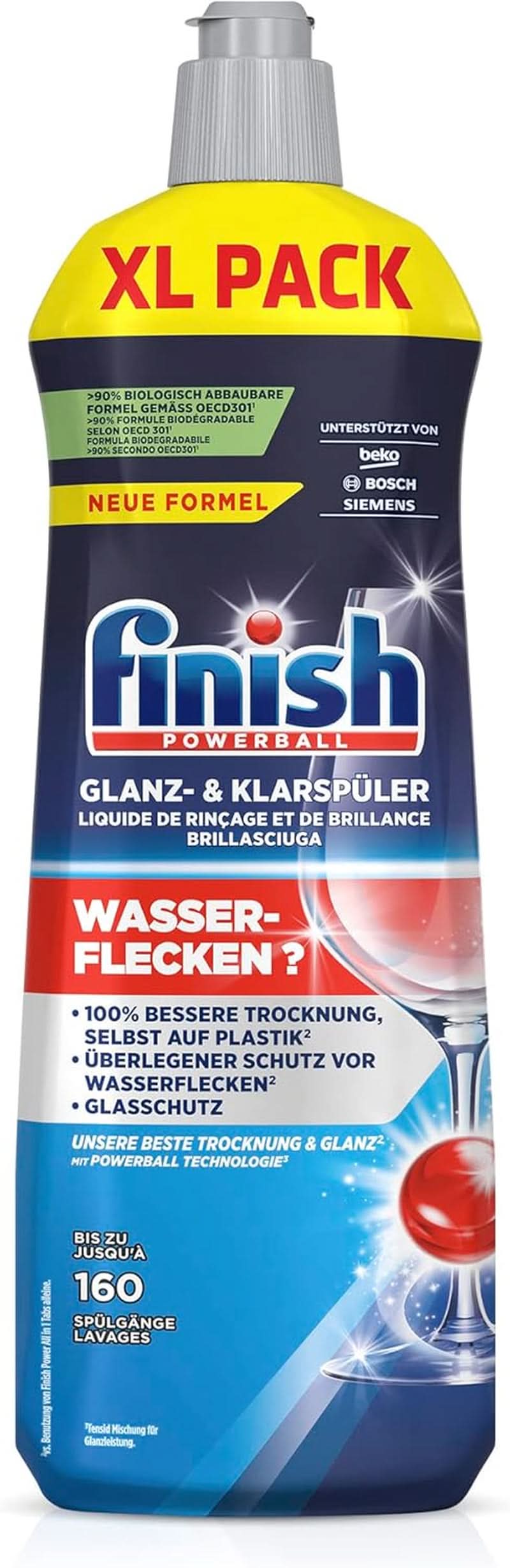 Finish Glans- en Glansspoelmiddel - Voor een glanzende en droge vaat zonder watervlekken - Megapack 800 ml (3-pack) Naty Shop